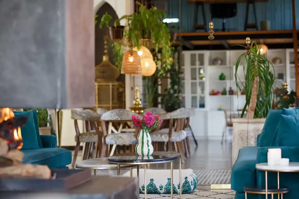 Deluxe suite at Daba Village with private terrace and living area